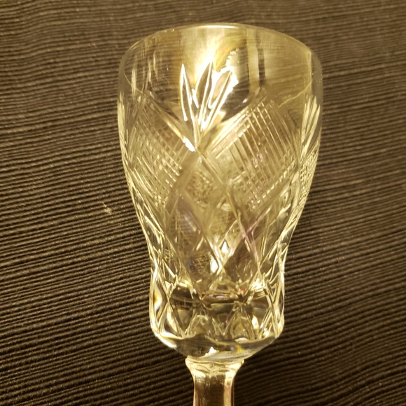 Vtg Clear Cut Crystal Pedestal Footed Wine Glasses - Picture 3 of 8